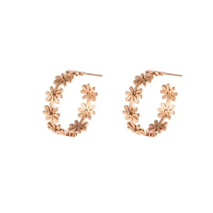 Fashion Flower Stud Earrings Stainless Steel Gold Women Jewelry Earrings for Daily Shopping Work