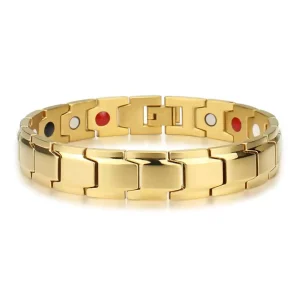 Women Man Gold Plated Health Care Therapy Bracelets Health Energy Magnetic Bracelet Couple